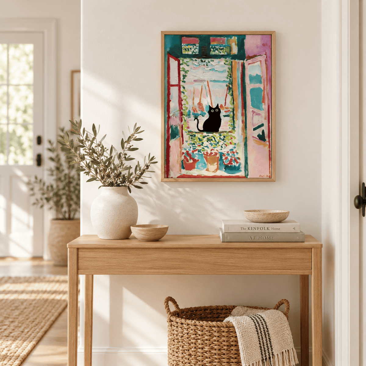 Black Cat At The Open Window Canvas Print