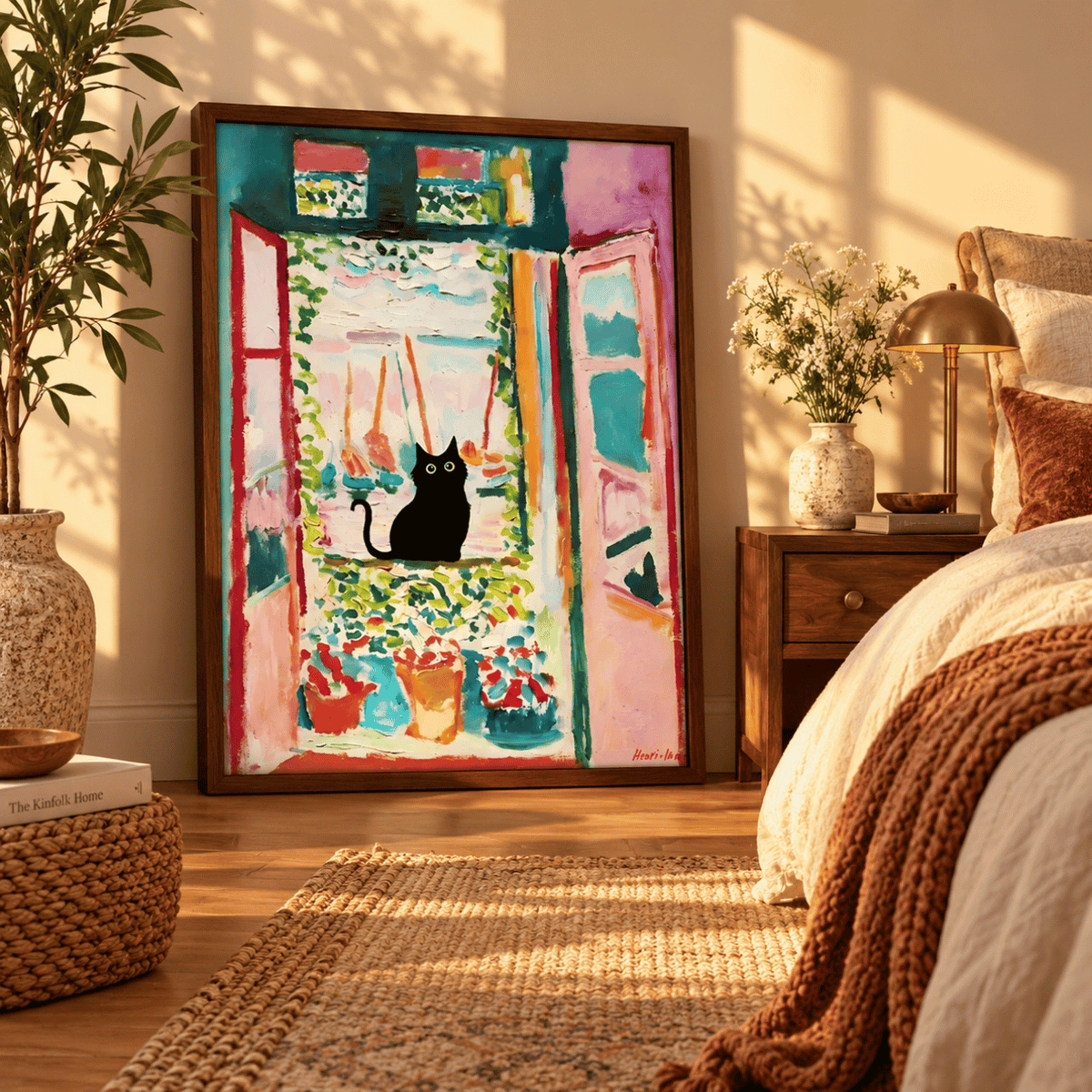 Black Cat At The Open Window Canvas Print