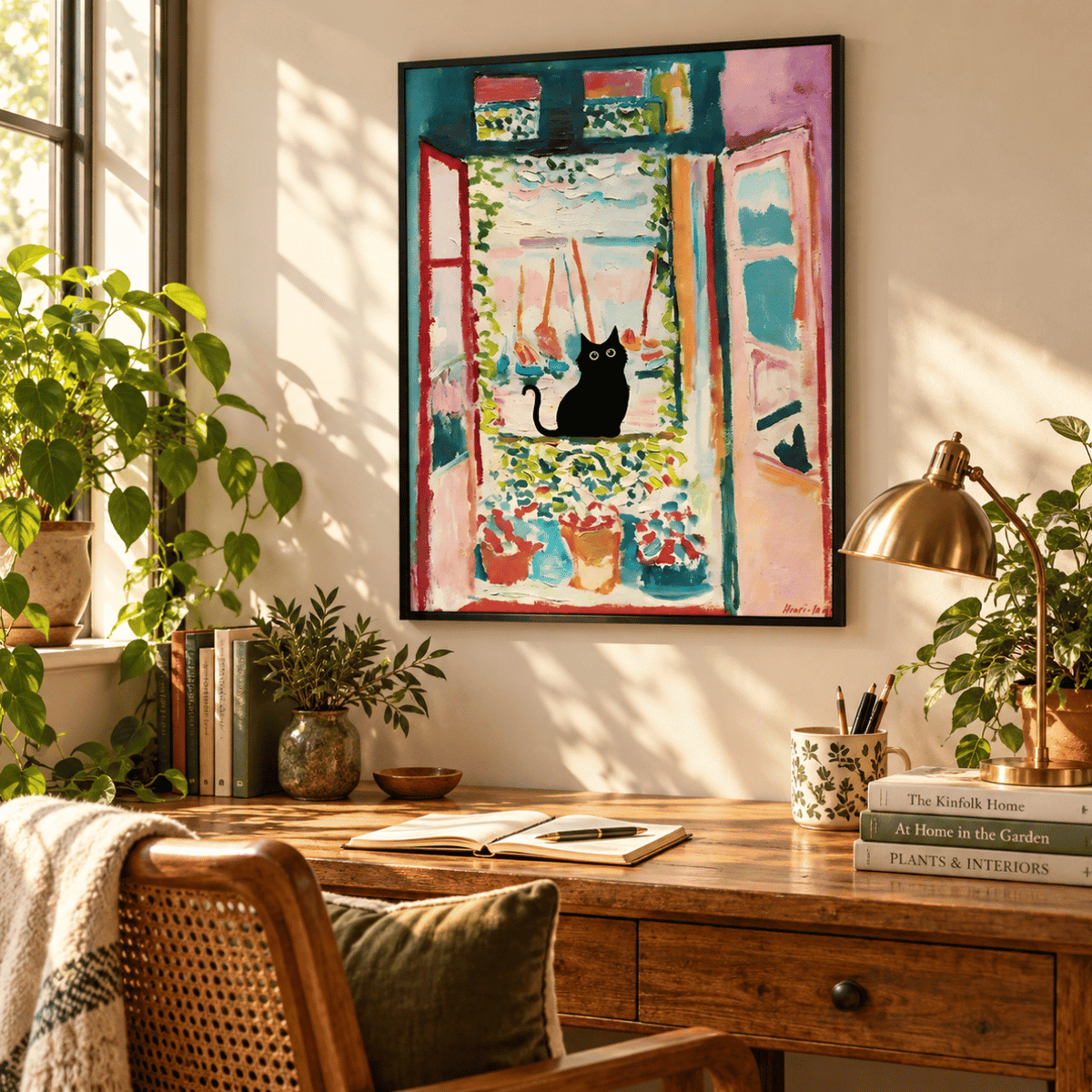 Black Cat At The Open Window Canvas Print