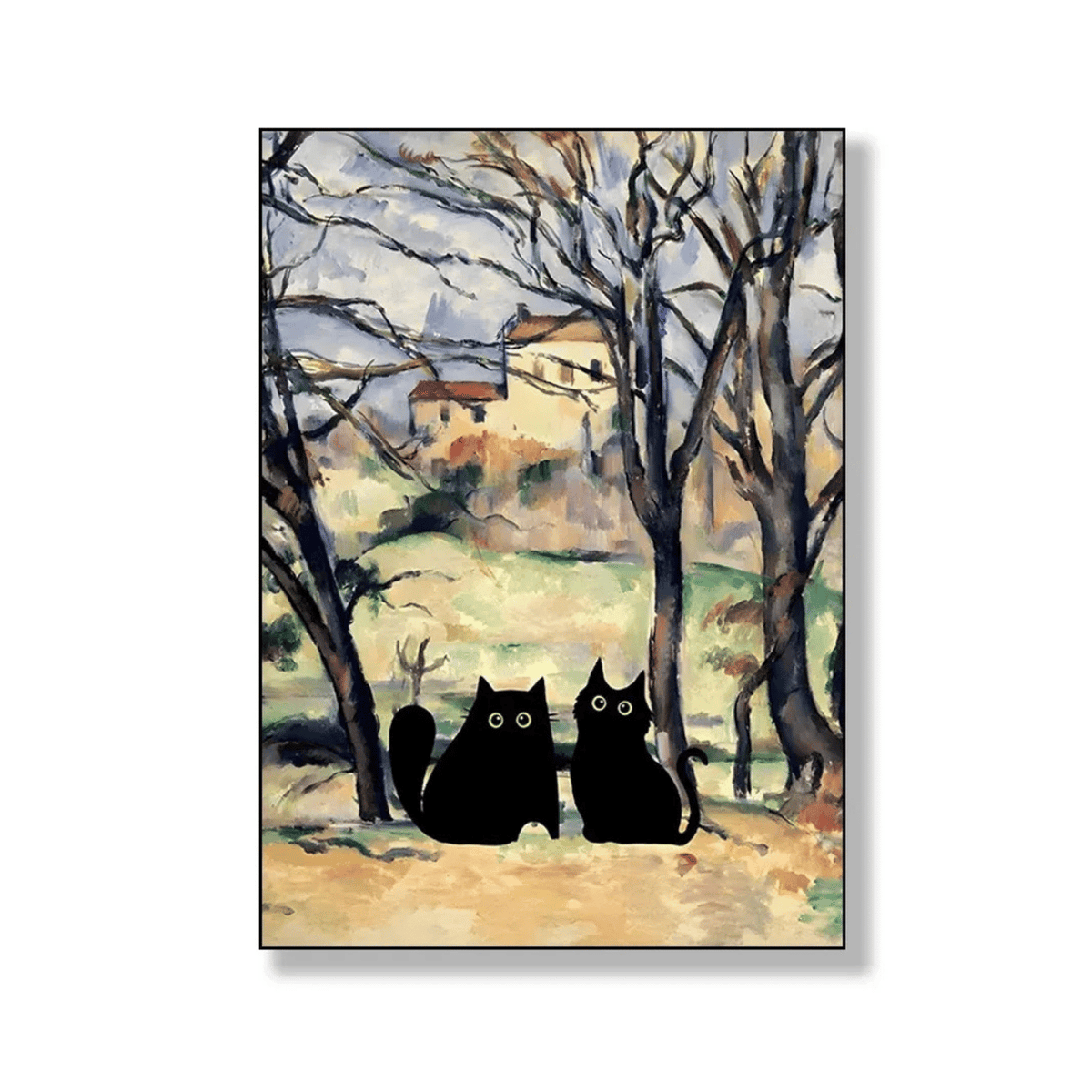 Black Cat Companions In The Orchard Canvas Print