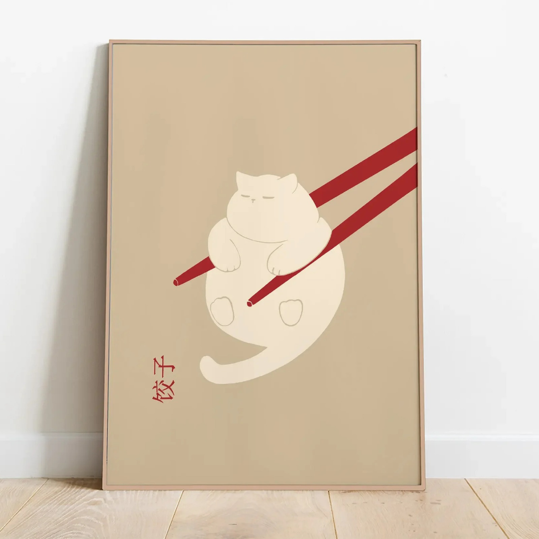Caught By Chopsticks Cat Canvas Print