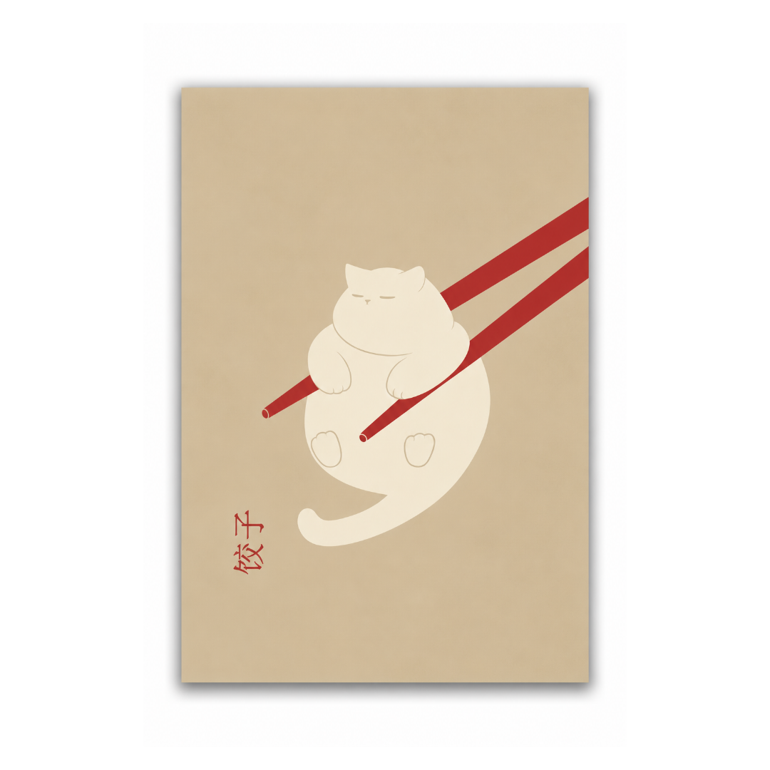 Caught By Chopsticks Cat Canvas Print