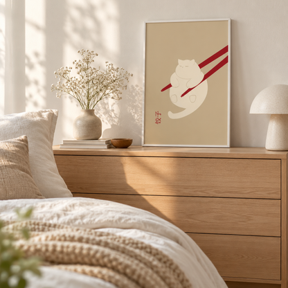 Caught By Chopsticks Cat Canvas Print