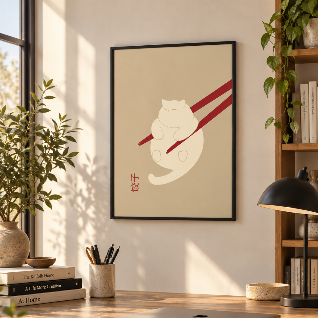 Caught By Chopsticks Cat Canvas Print