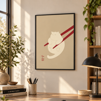 Caught By Chopsticks Cat Canvas Print