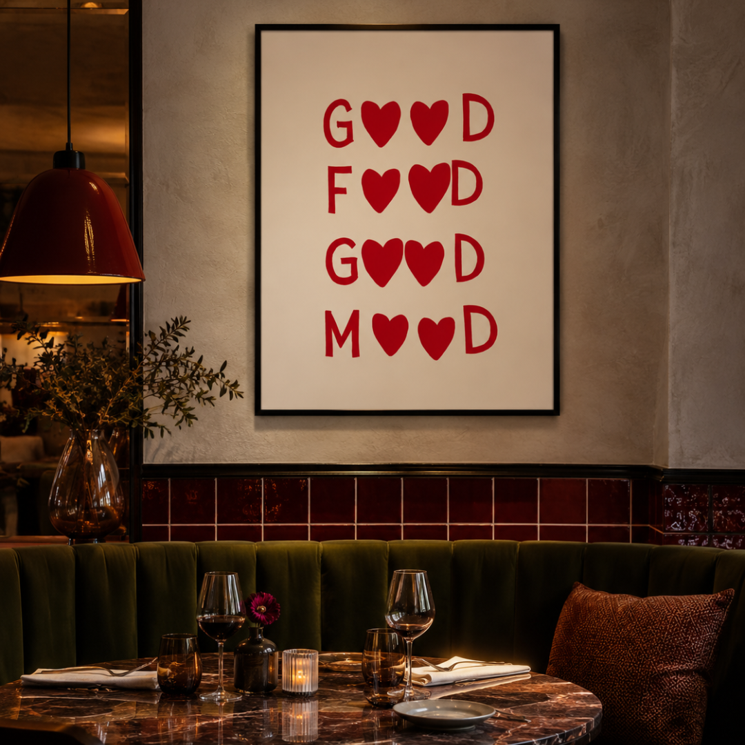 Good Food Good Mood Heart Typography Canvas Print