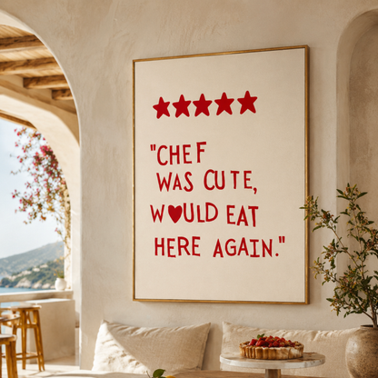 Five Star Chef Was Cute Funny Kitchen Canvas Print