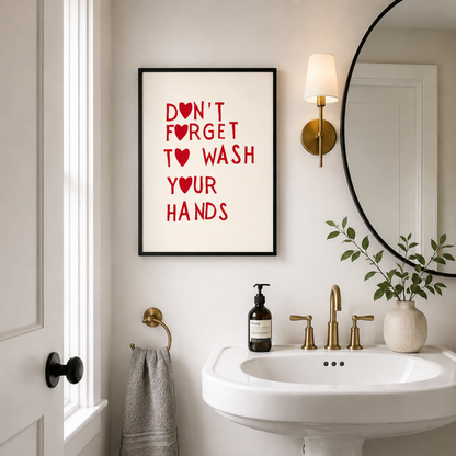 Don’t Forget to Wash Your Hands Heart Canvas Print