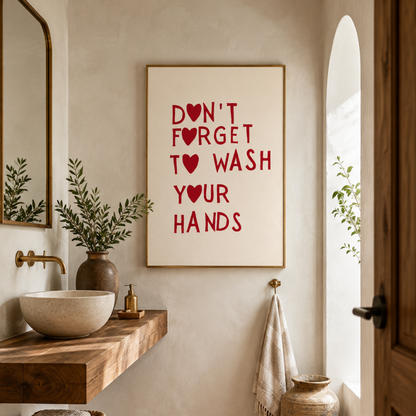 Don’t Forget to Wash Your Hands Heart Canvas Print