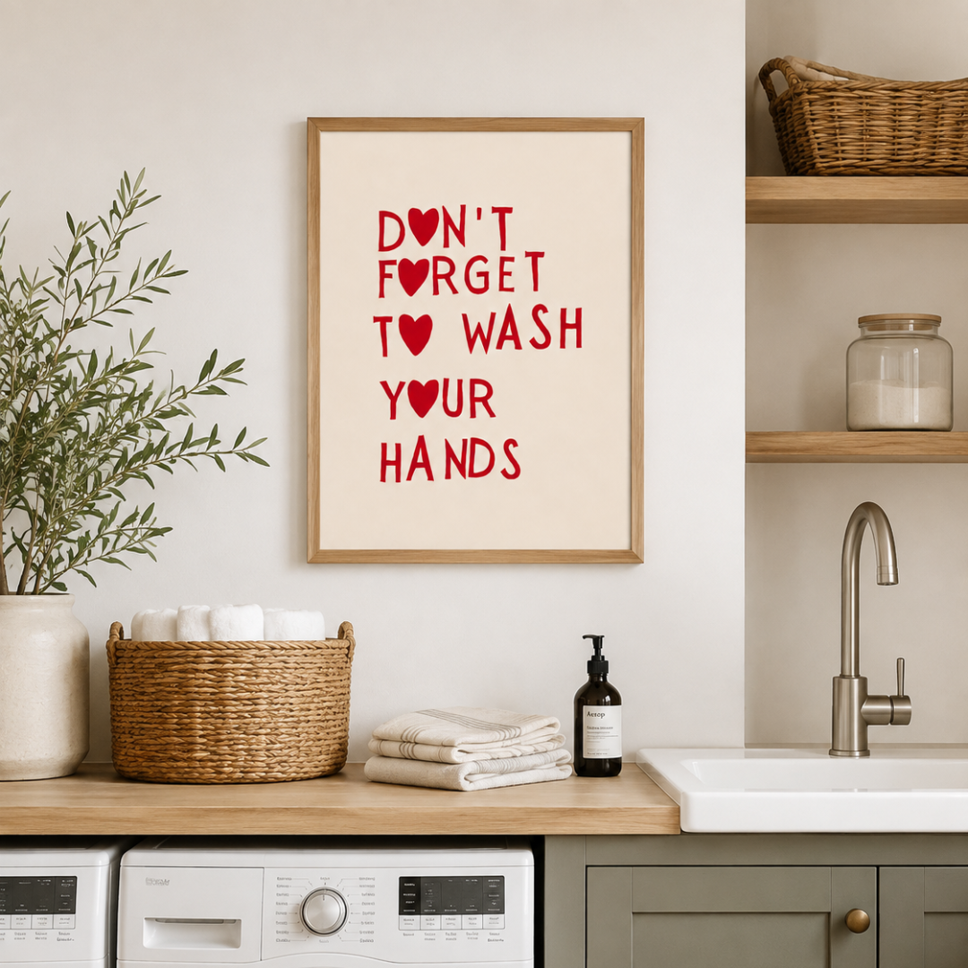 Don’t Forget to Wash Your Hands Heart Canvas Print