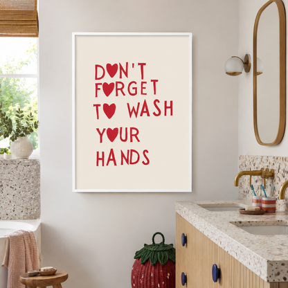 Don’t Forget to Wash Your Hands Heart Canvas Print