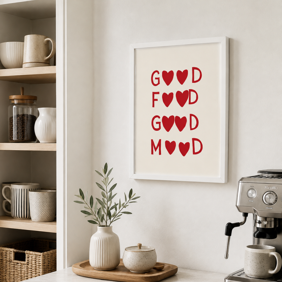 Good Food Good Mood Heart Typography Canvas Print