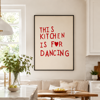 Minimalist Heart "This Kitchen Is For Dancing" Quote Print
