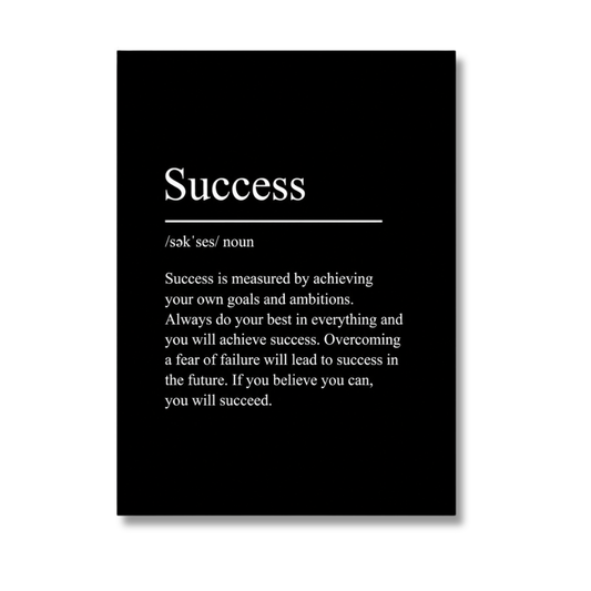 Black Minimalist Inspirational ''Success" Quote Print
