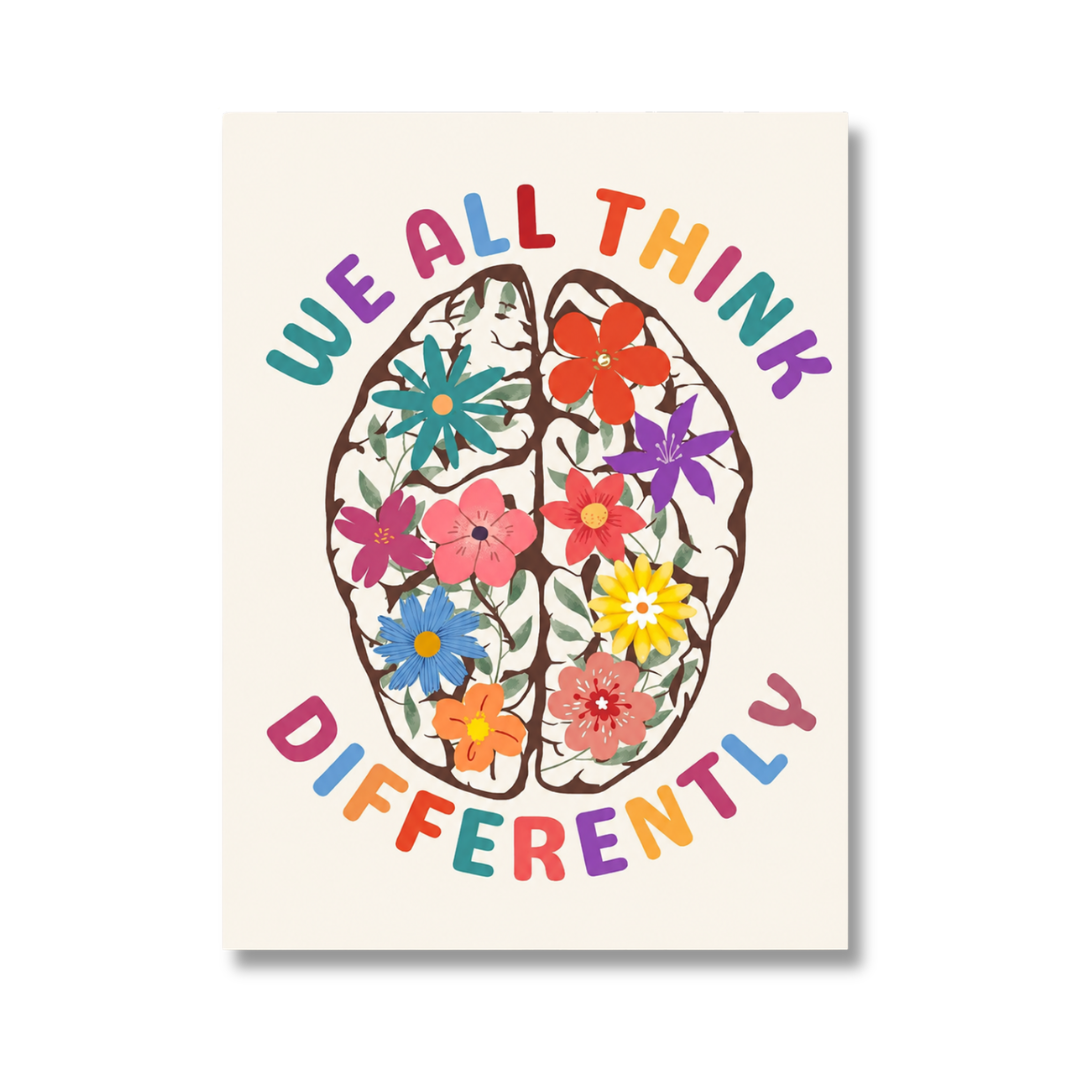 We All Think Differently Floral Brain Canvas Print