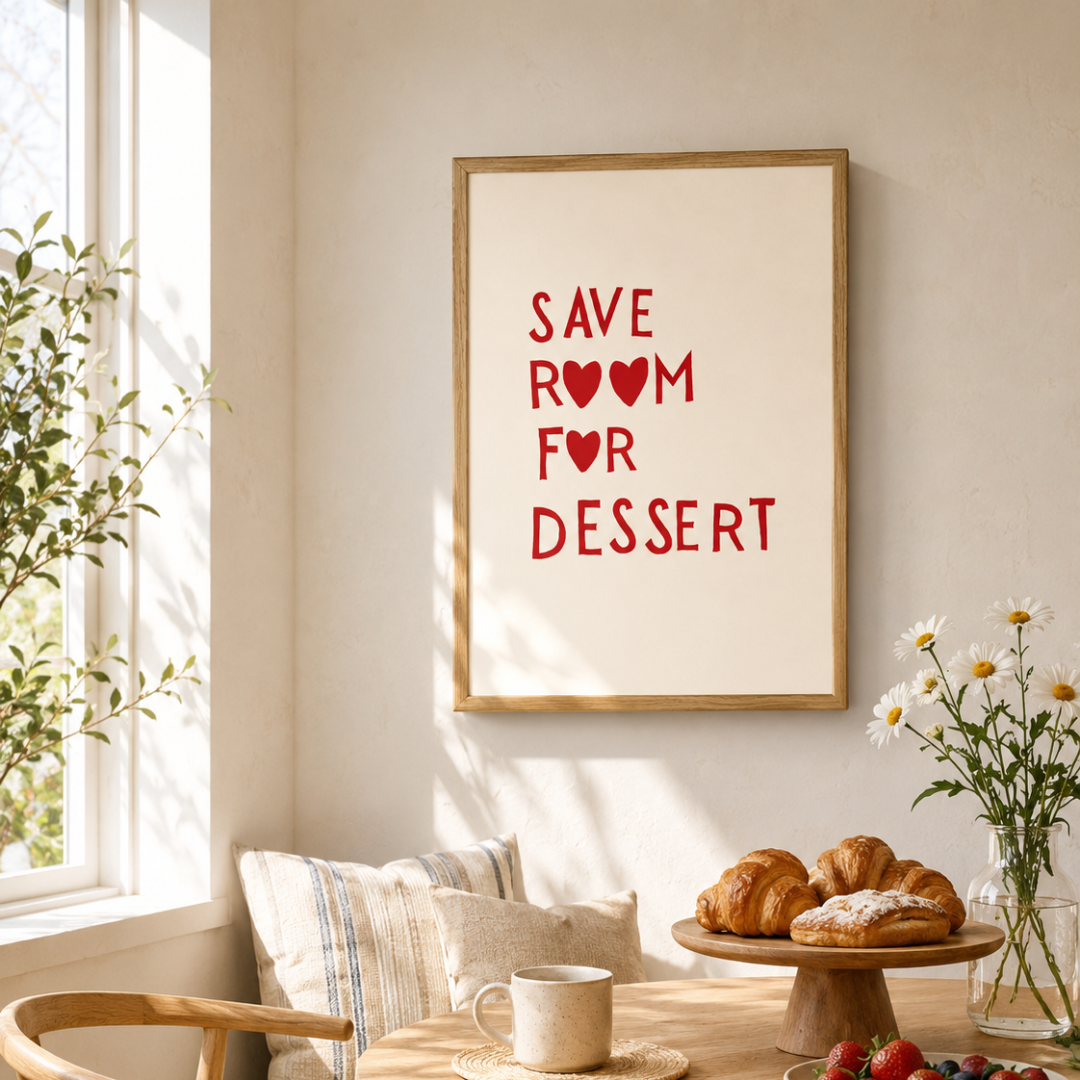 Save Room For Dessert Heart Typography Canvas Print