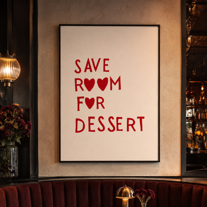 Save Room For Dessert Heart Typography Canvas Print