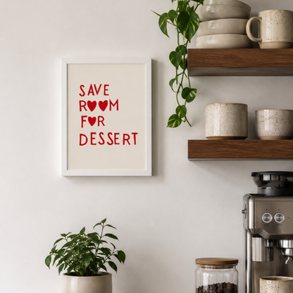 Save Room For Dessert Heart Typography Canvas Print