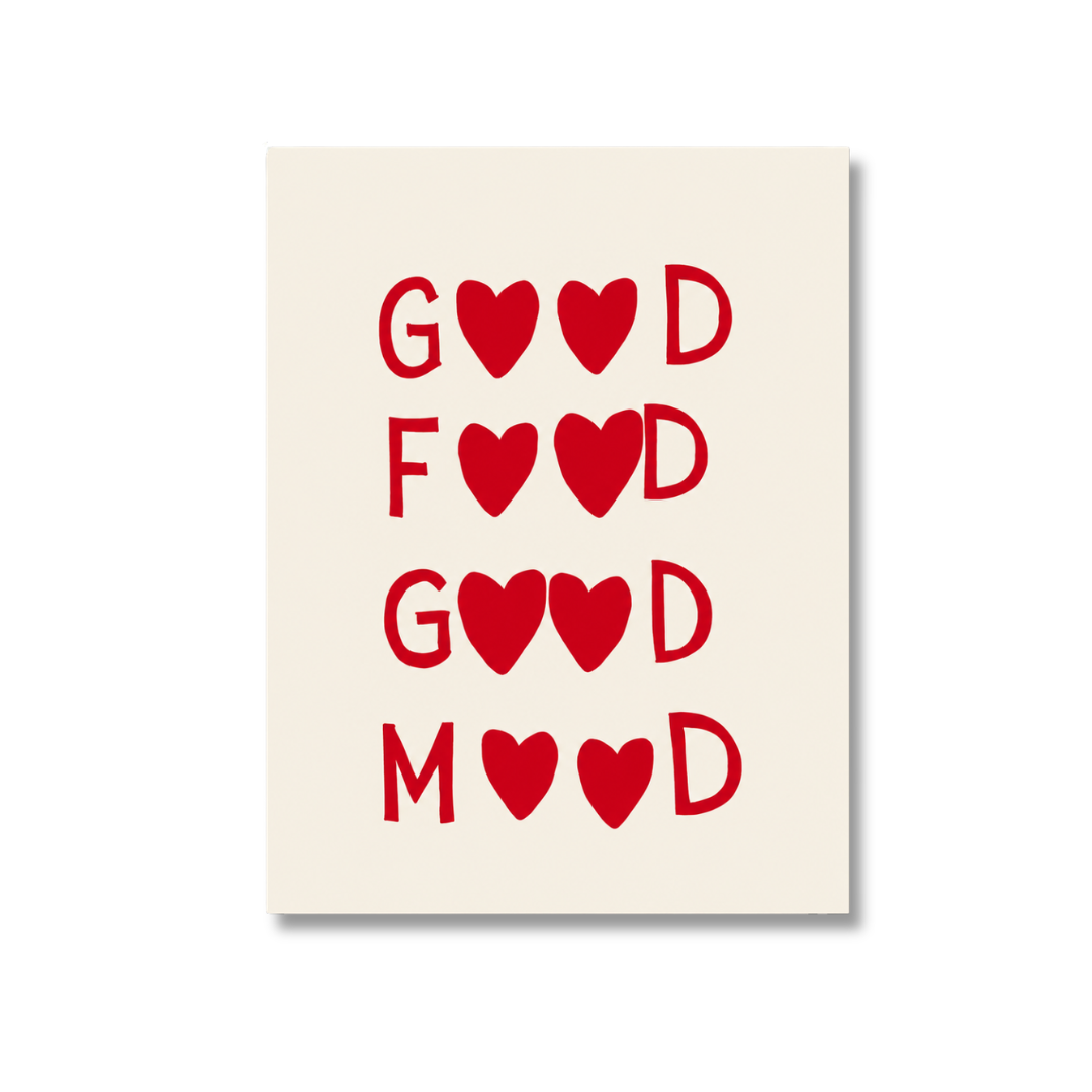 Good Food Good Mood Heart Typography Canvas Print