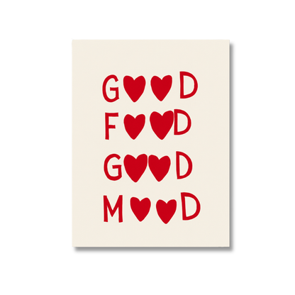 Good Food Good Mood Heart Typography Canvas Print