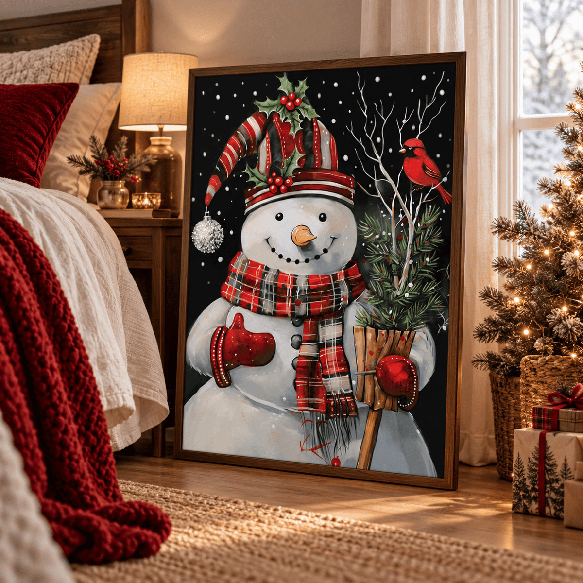 Christmas Cheerful Snowman Canvas Print
