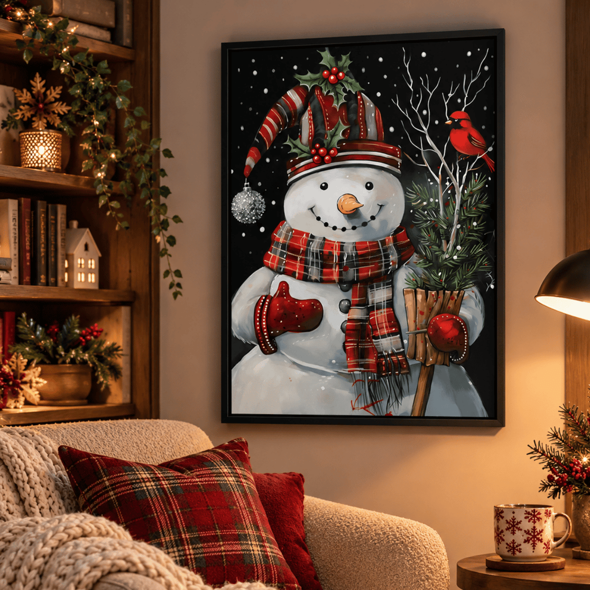 Christmas Cheerful Snowman Canvas Print