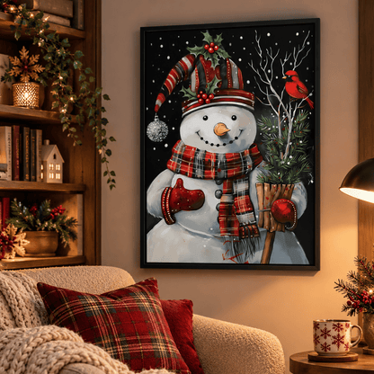 Christmas Cheerful Snowman Canvas Print