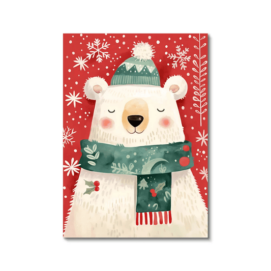 Cozy Christmas Polar Bear Canvas Print