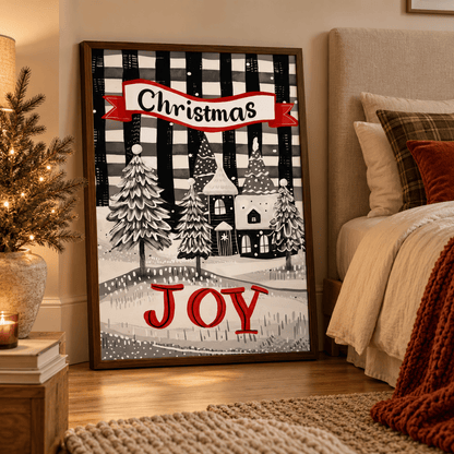 Christmas Joy Winter Village Canvas Print