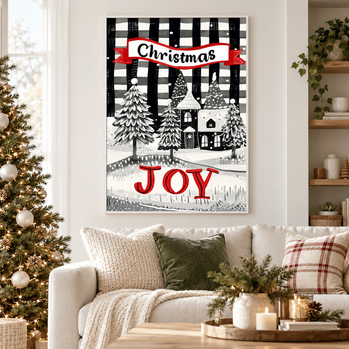 Christmas Joy Winter Village Canvas Print