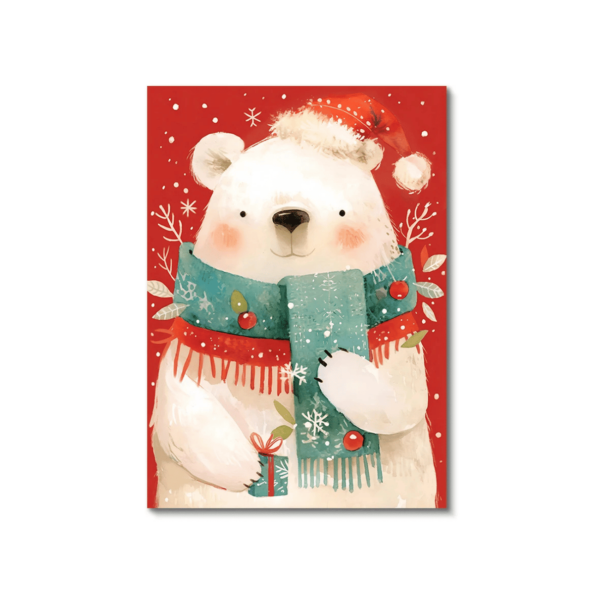 Christmas Gift Polar Bear Canvas Print