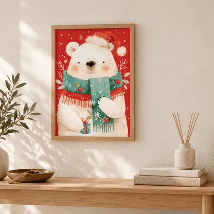 Christmas Gift Polar Bear Canvas Print