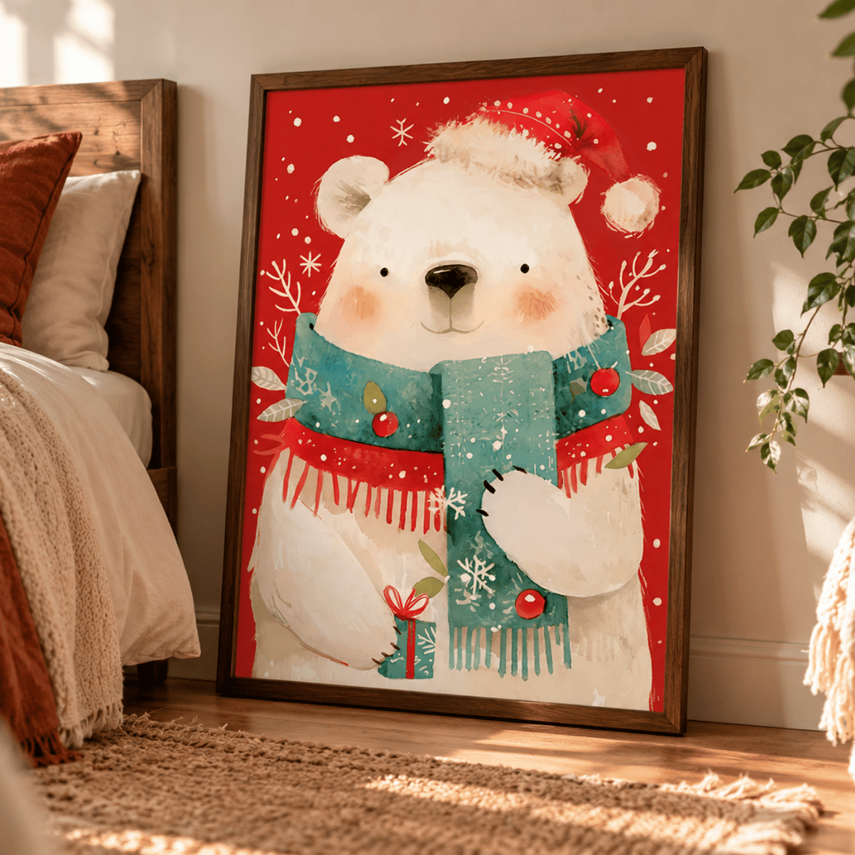 Christmas Gift Polar Bear Canvas Print