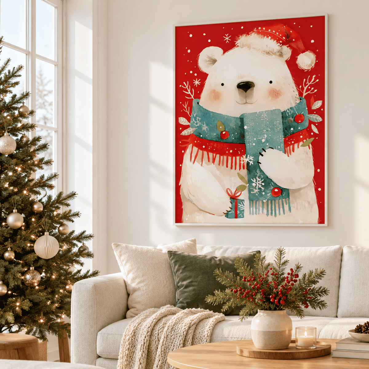 Christmas Gift Polar Bear Canvas Print