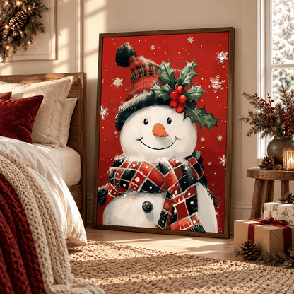 Holly Jolly Snowman Canvas Print
