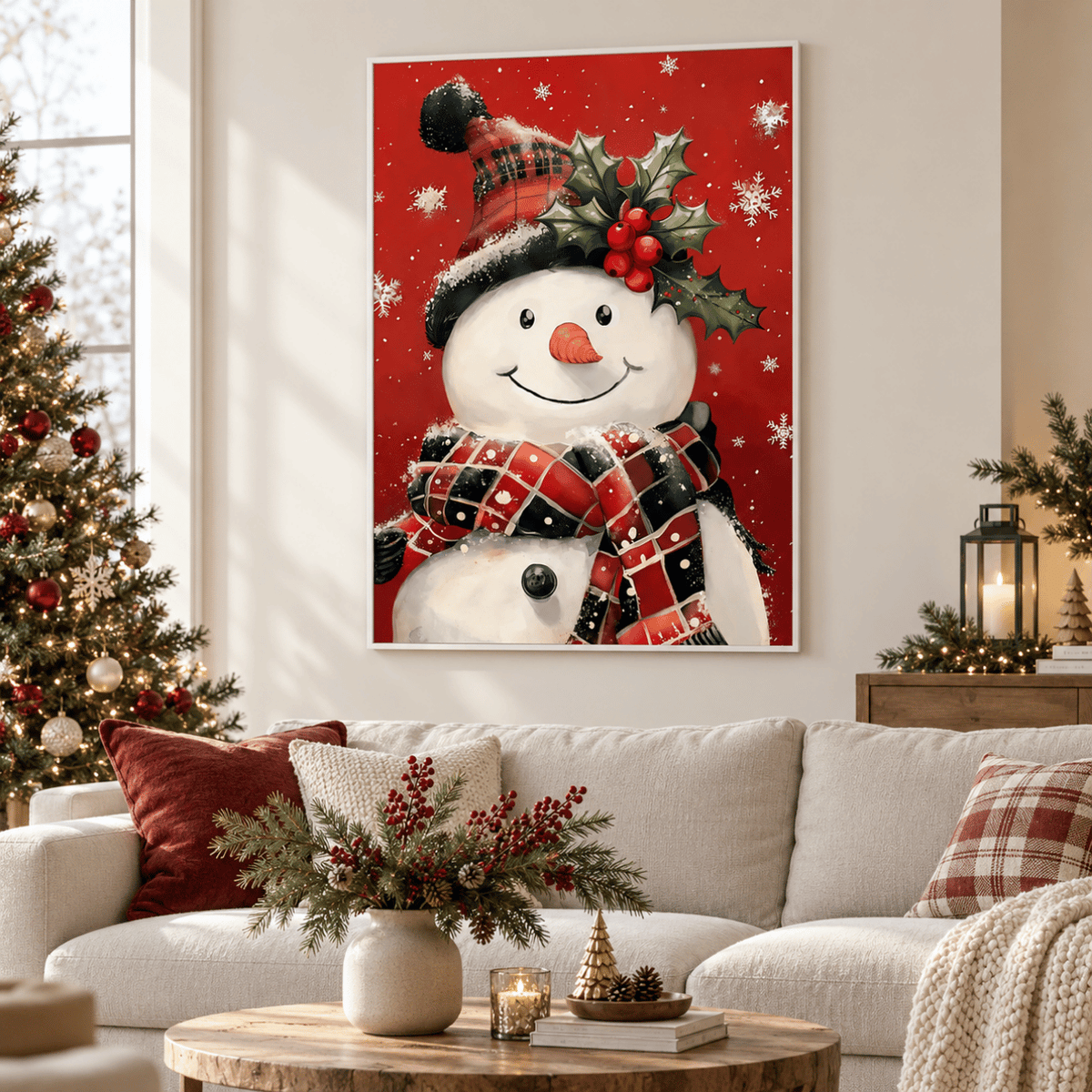 Holly Jolly Snowman Canvas Print