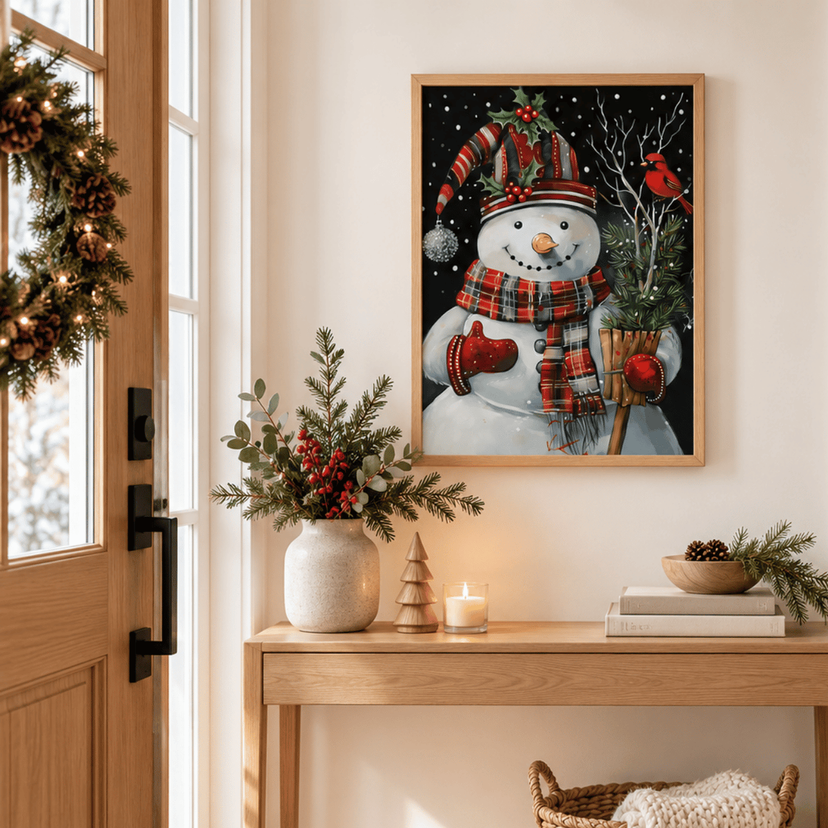 Christmas Cheerful Snowman Canvas Print