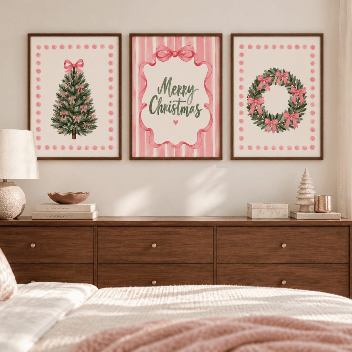 Blush Bow Christmas Trio Poster Pack
