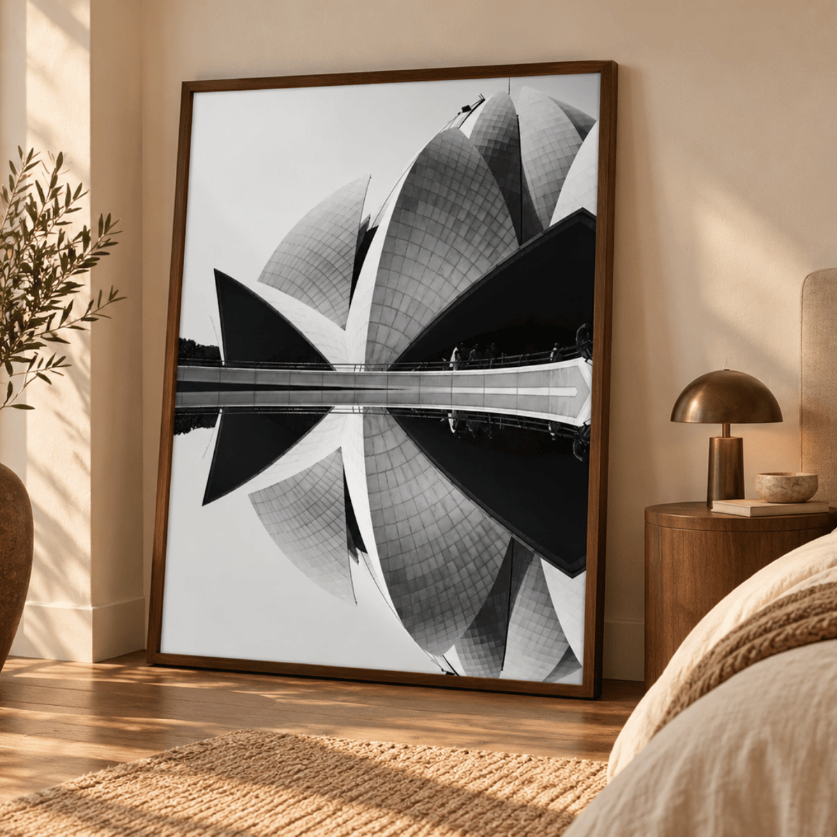 Lotus Temple Reflection Canvas Print