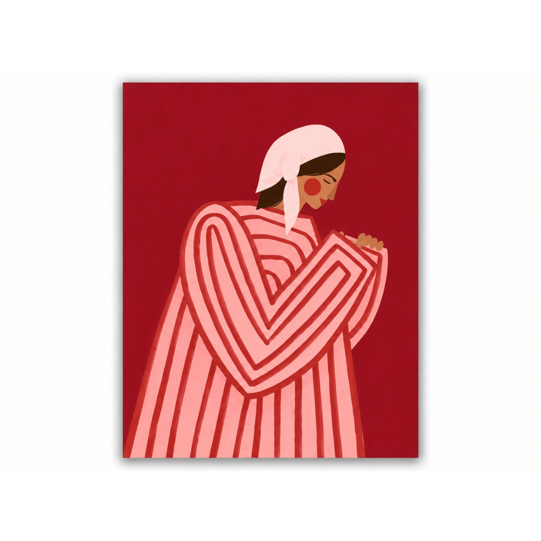 Crimson Reverie Figurative Canvas Print