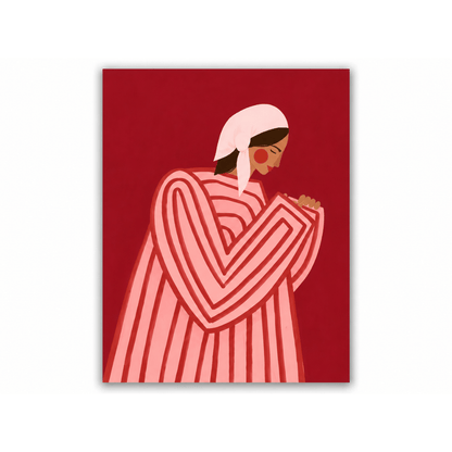 Crimson Reverie Figurative Canvas Print