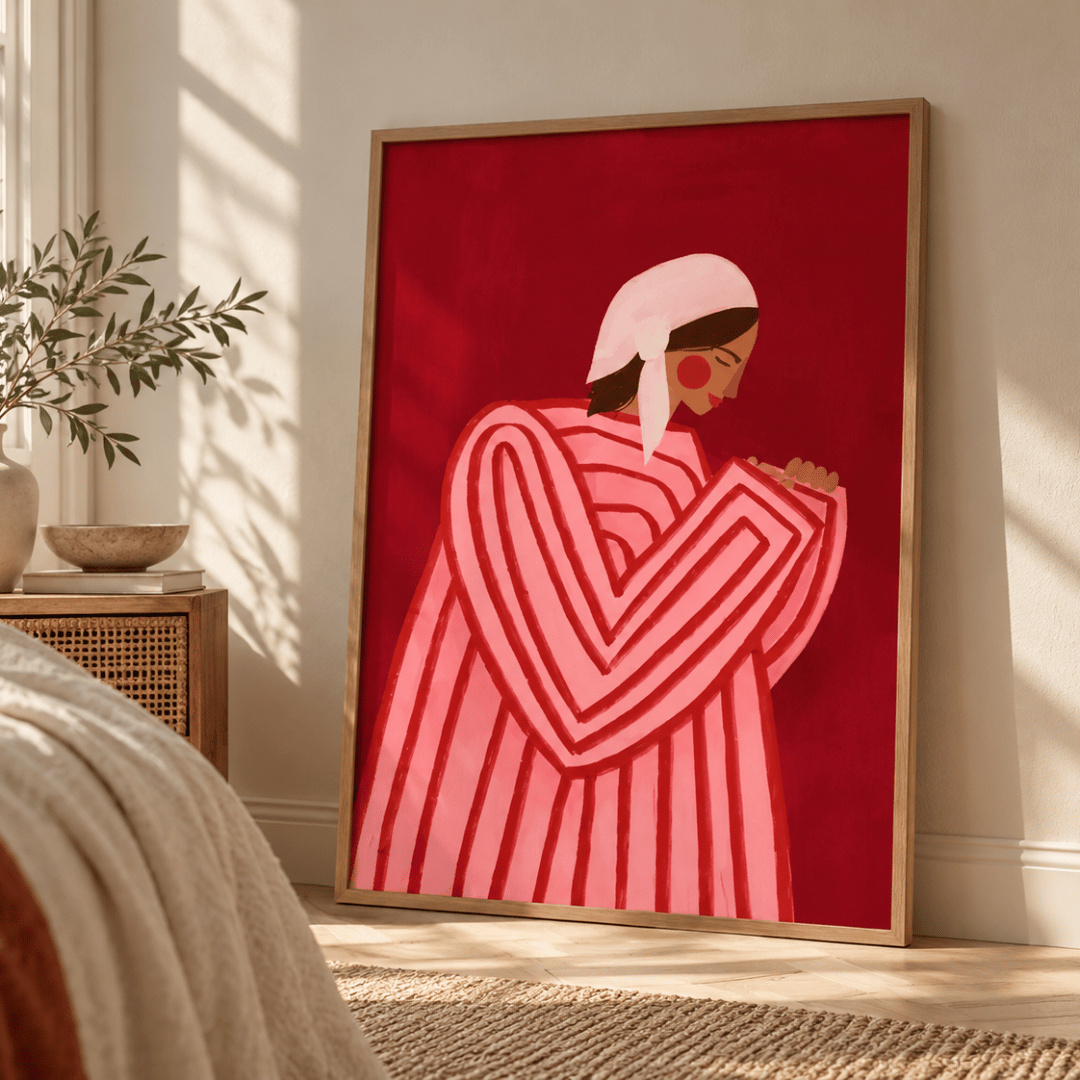 Crimson Reverie Figurative Canvas Print