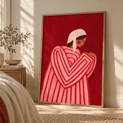 Crimson Reverie Figurative Canvas Print