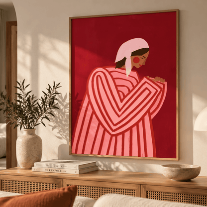 Crimson Reverie Figurative Canvas Print