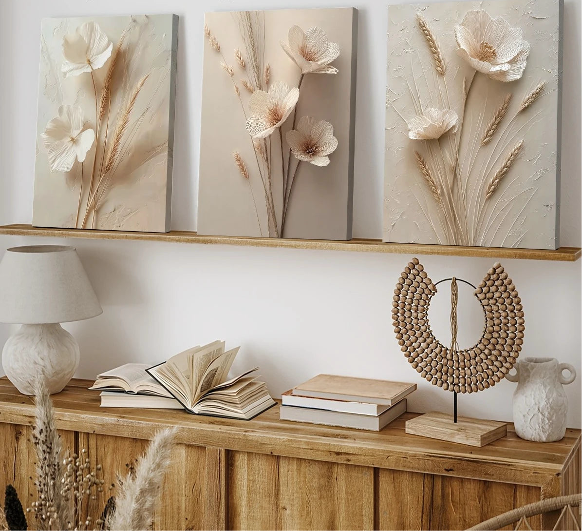 Scandinavian Beige Botanical Canvas