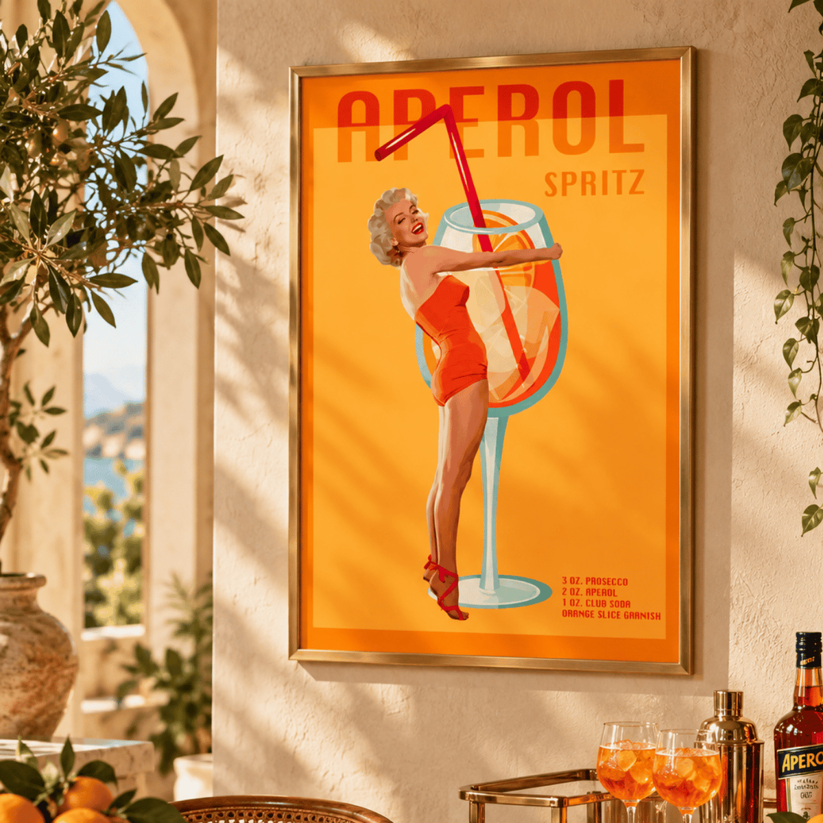Retro Aperol Spritz Pin-Up Canvas Print