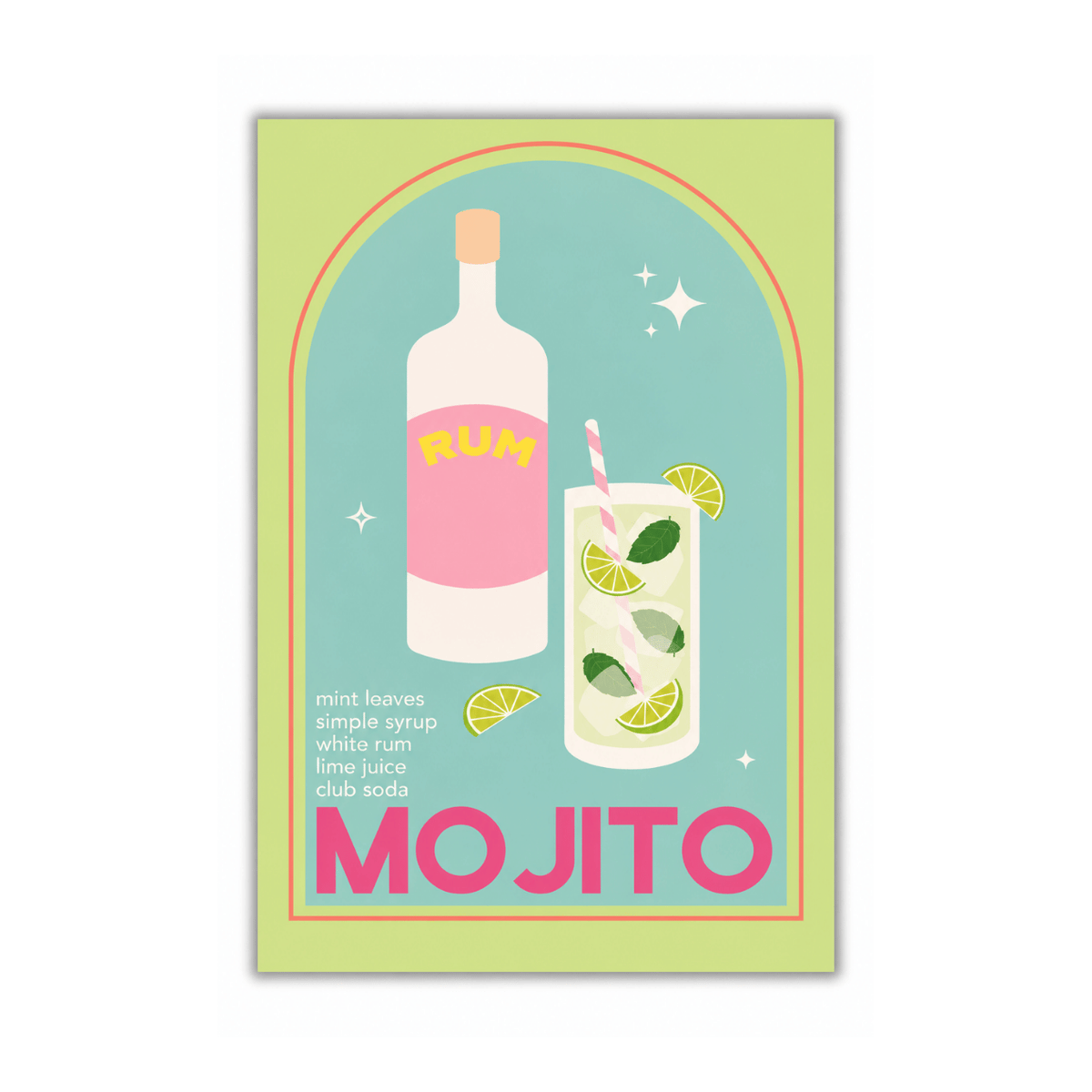 Minted Mojito Retro Cocktail Canvas Print