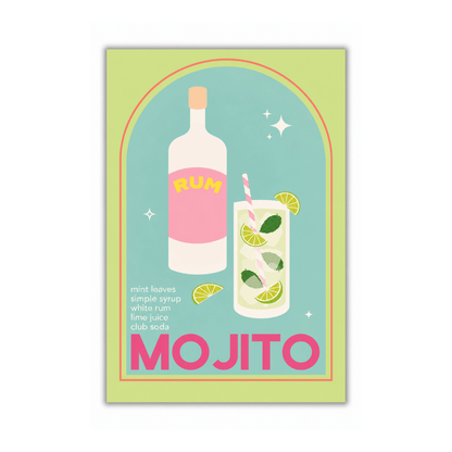 Minted Mojito Retro Cocktail Canvas Print
