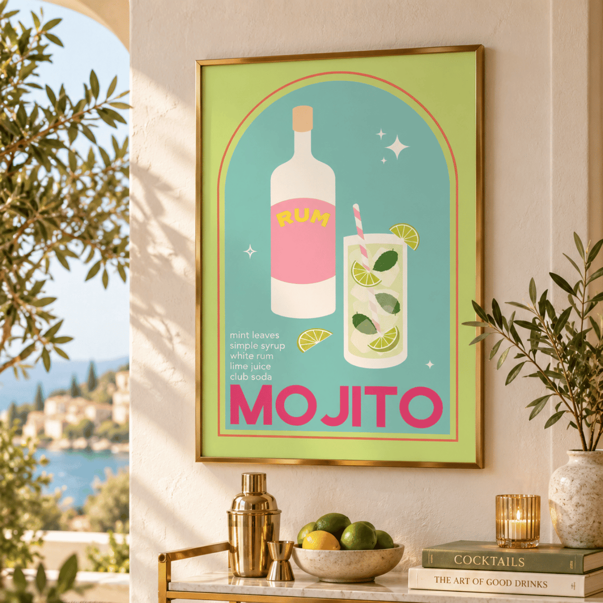 Minted Mojito Retro Cocktail Canvas Print