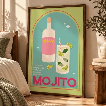 Minted Mojito Retro Cocktail Canvas Print